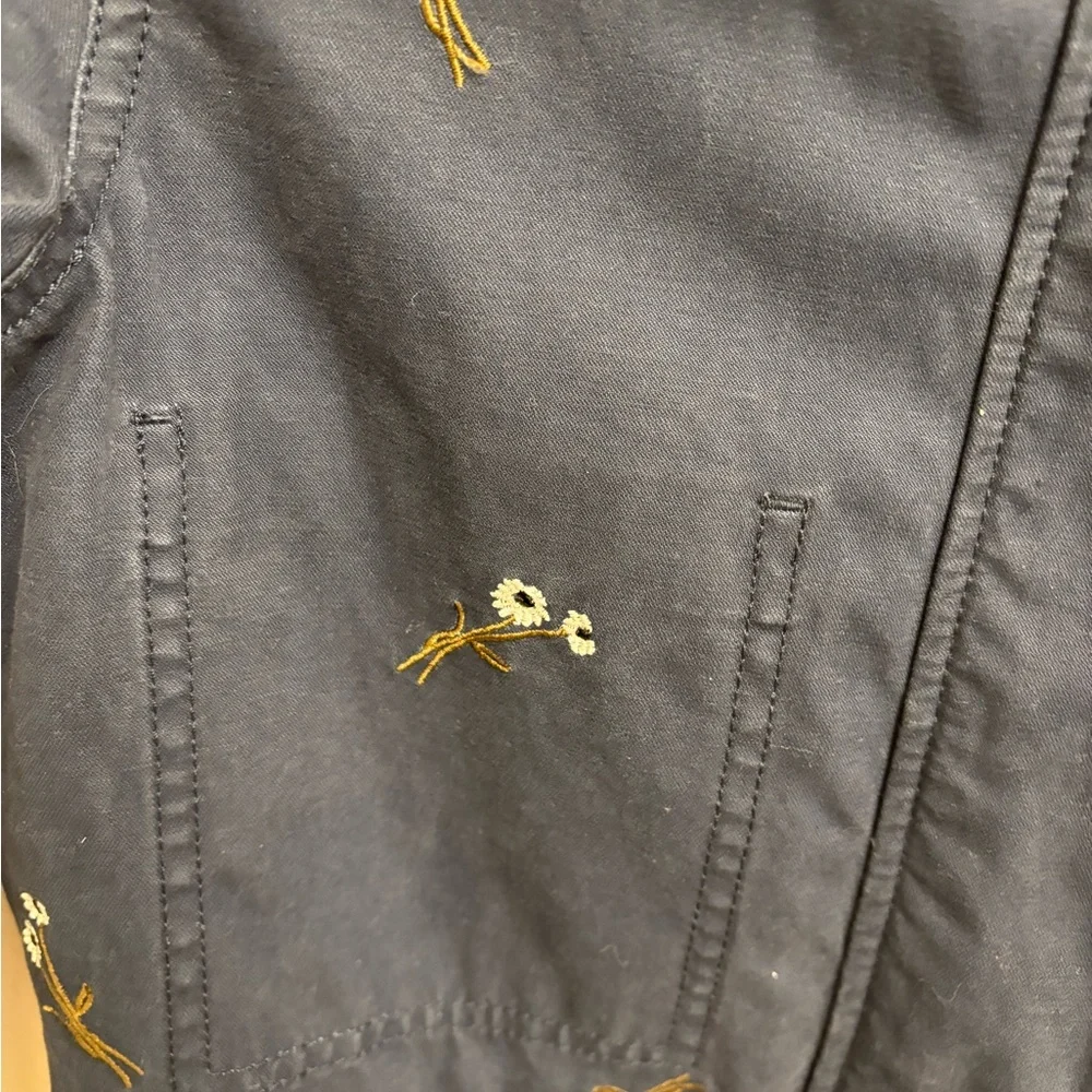 Madewell XXS Navy Embroidered Utility Jacket Cotton Floral Military Style - Picture 6 of 14